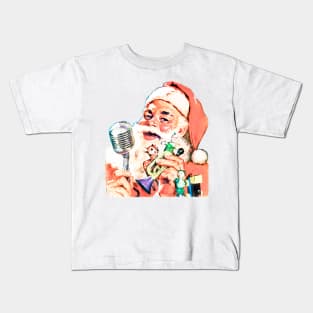 Santa Claus speaks with a microphone and announces the gifts for Christmas night Retro Vintage Comic Book Kids T-Shirt